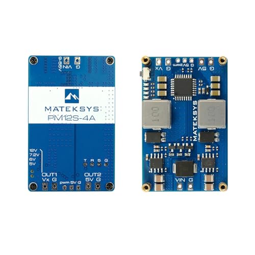 HTLNUZD Mateksys PM12S-4A Power Module 9-55V DC-in Independent Step-Down Regulator for RC Airplane/Multicopter - Efficient UBEC