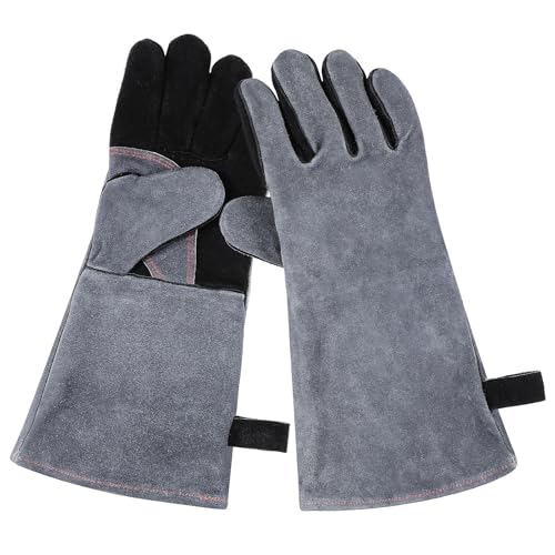 Guantes de soldadura de piel de vaca resistentes al calor con protección extendida para muñeca