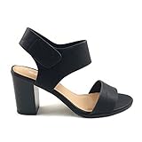 Soda Womens Open Toe Chunky Heel Ankle Strap Shoes Block High Heel Dress Sandals-Wait Black 8
