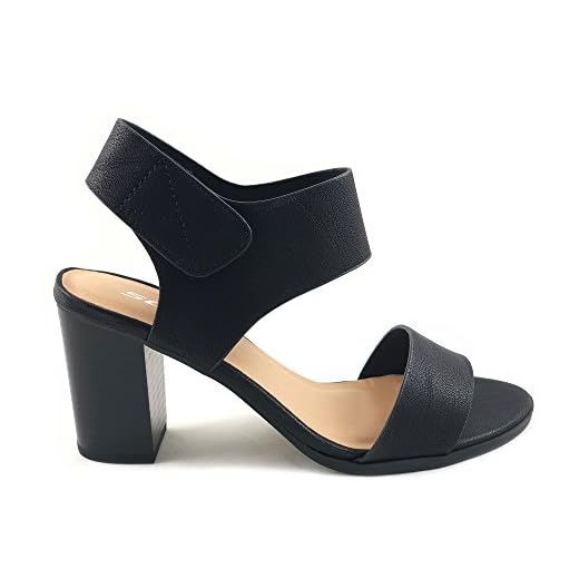 Soda Womens Open Toe Chunky Heel Ankle Strap Shoes Block High Heel Dress Sandals-Wait Black 8
