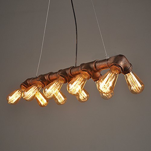 Vintage Hängeleuchte Aus Metall – Industrielles Wasserrohr-Design, Bronze/rot, E27, Verstellbar Bis 100 Cm