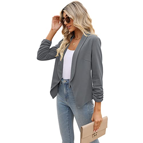 Image of POGTMM Women 3 /4 Sleeve Blazer Open Front Cardigan Jacket Work Office Blazer
