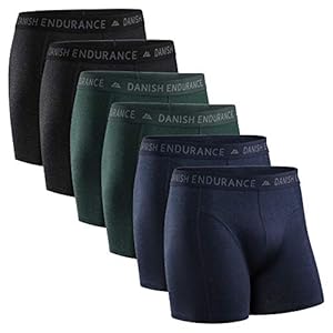 DANISH ENDURANCE Boxershorts voor Heren, 6-Pak, Elastisch Zacht Katoen, Classic Fit, Cotton Essential voor Iedere Dag
