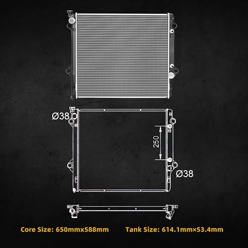 Image of DWVO Radiator Complete Radiator Compatible with 2003 2004 2005 2006 2007 2008 2009 Lexus GX470 Base, Compatible with 2003-2009 Toyota 4Runner 4.7L V8, Replace 1640050300, TO3010275, CU2581, 2690