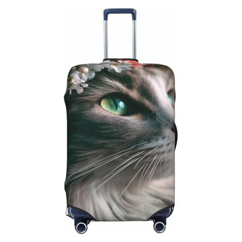 Cat Wearing A Flower Crown Elastic Travel Luggage Covers Dustproof Scratch-Resistant Suitcase Protector Fit 22-24 Inch