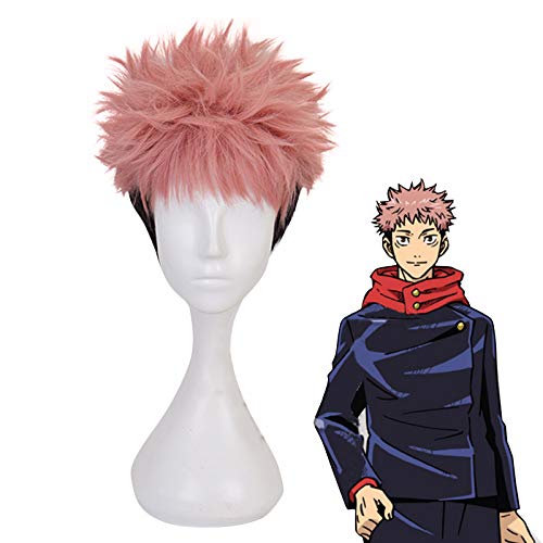 呪術廻戦 コスプレ ウィッグ コスチューム ウィッグネット付き cosplay wig かつら ハロウィン イベント クリスマス 仮装用 変装用 虎杖 悠仁 伏黒 めぐみ 狗巻棘 釘崎 野ばら 五条悟 (虎杖 悠仁)