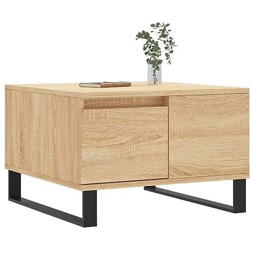 Table basse chêne Sonoma 55x55 table appoint salon rangement - 4