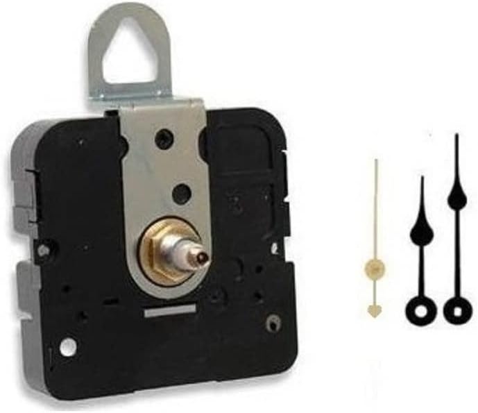 Clock Movement Mechanism, Choose Your Hands and Size, USA Made (1/4" Threaded Shaft, A Hands with Black Second Hand)