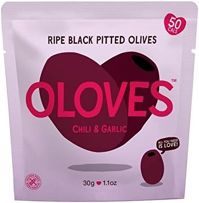 Oloves Chilli & Garlic Marinated Pitted Black Olives - 30g