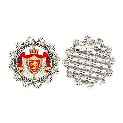 Broche de plata nacional de Noruega con motivo floral elegante de tamaño mediano