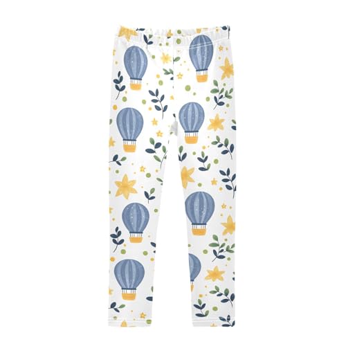 Cute Hot Air Balloon Stars Girls Leggings Soft Stretch Workout Yoga Dance Pants for Kids Casual Tights