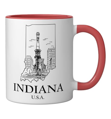 Indiana United States Minimalist City Travel Souvenir Ceramic Mug, Red/White, 11oz by Proud USA States & Landmarks - Used condition - Image 2