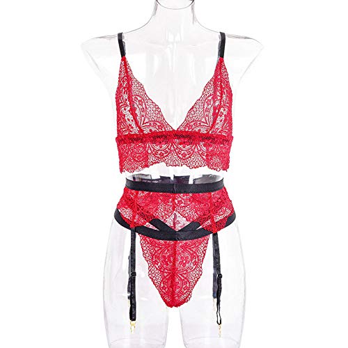 FPXNBONE Babydoll Pijamas Disfraces Vestido,Lace Cross Underwear, Split Sexy Suit-M,Lace Ropa de...