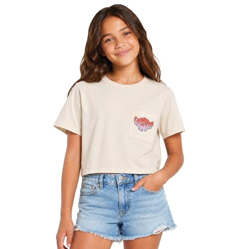 Image of Volcom Girls Shirts - Casual Crewneck Short Sleeve Graphic Tee Trendy Tops - Breathable Girls Summer Clothes