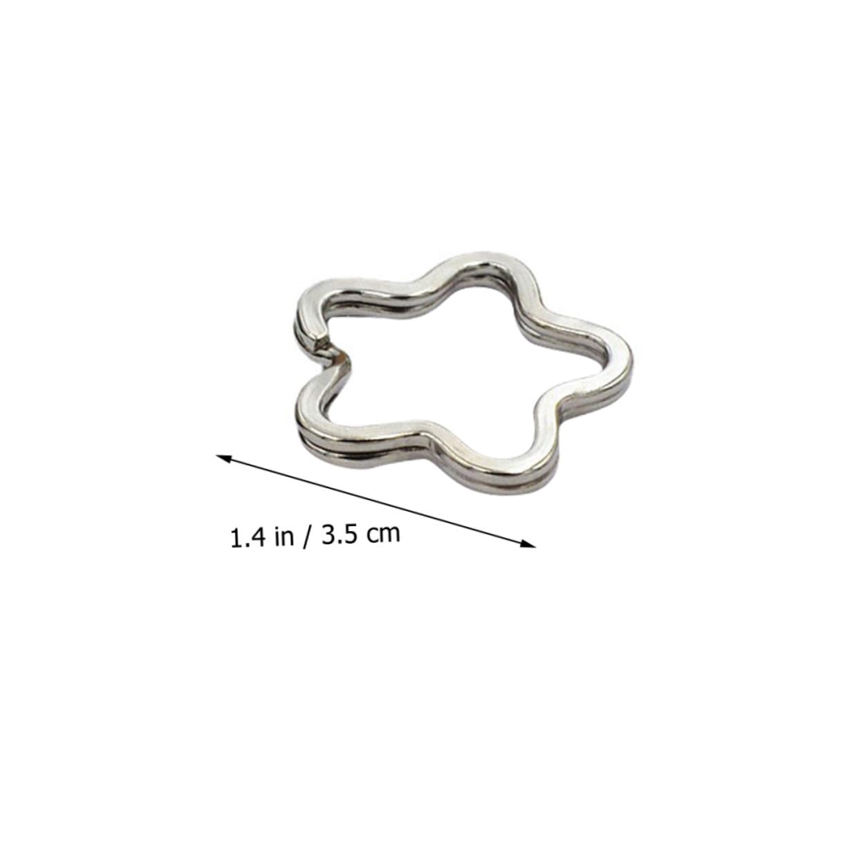 Anello Portachiavi Piatto a Fiore in Metallo Argento, 80 Pezzi