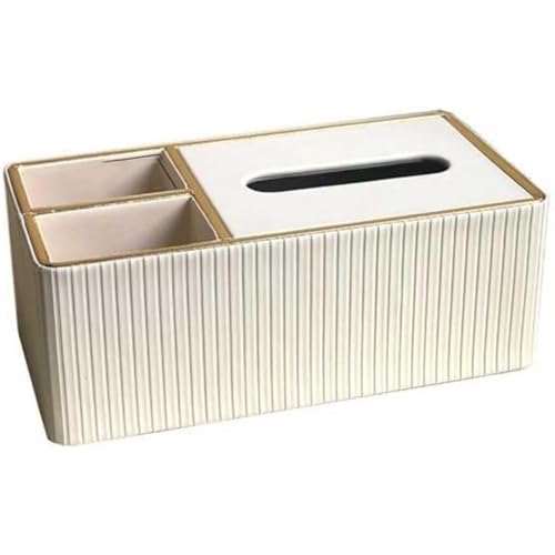 Xozilo ティッシュボックスホルダー リモコン収納付き ティッシュケース・ナプキンケース デスクトップ 小物収納 机上/リビング/オフィス 省スペース おしゃれ ホワイト 家庭用 (ホワイト)