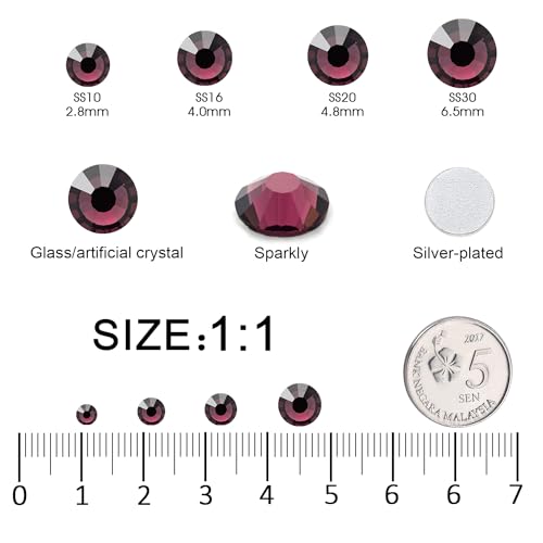 Image of Flatback Rhinestones Bulk, 14400PCS Purple Rhinestones for Clothes DIY Decoration Crafts, Purple, SS16, 3.8-4.0mm