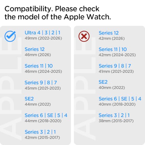 Spigen Athlex Air for Apple Watch Band, Lightweight Adjustable Strap | For Apple Watch Ultra 4/3/2/1 49mm, Series 12/11/10 46mm, 9/8/7 45mm, SE3/SE2/SE/6/5/4 44mm, 3/2/1 42mm, Active Black - image 2