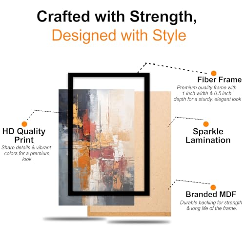 Image of The Castle Decor Abstract Wall Art | Big Size Modern Framed Painting for Living Room & Bedroom Decoration | Premium Gifting (20x30 Inches) (Design-4)