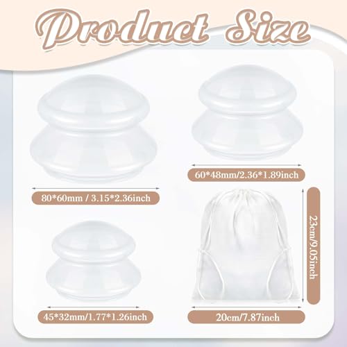 Image of TrelaCo 6 Pcs Silicone Cupping Kit for Massage Therapy,Milky | Cupping Cups 3 Sizes, Suction Therapy for Body Massage Myofascial, Relieves Cellulite Muscle Pain Tension, Studio Household
