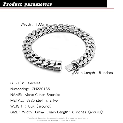 H&Beautimer 925 Sterling Silver Italian Handmade - 0.25-0.5'' Classic Miami Cuban Chain Bracelet For Men - Party Fine Jewelry Original Silver Bracelet 7-10'' Length2