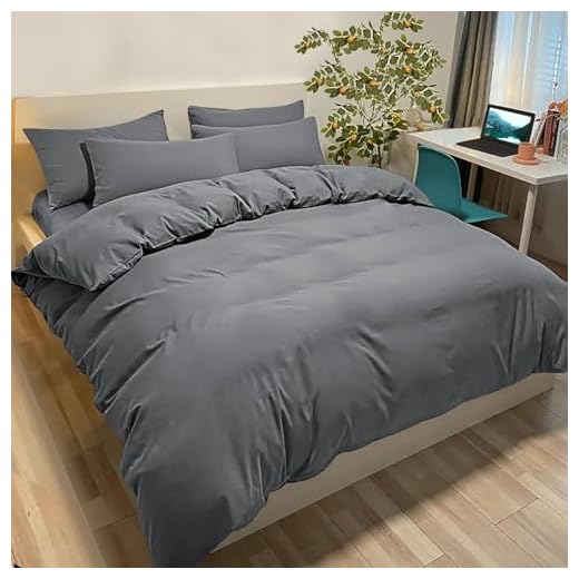 Fundas Nórdicas Cama 135-150 Microfibra Juego de Funda de Edredón 230x200 cm, 2 Fundas de Almohada 50 x 80 cm Gris Oscuro