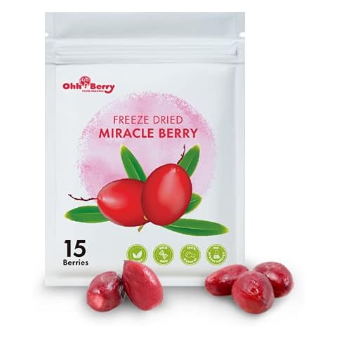 Ohh! Berry Miracle Berry [all 15 of them], Magic Berries Taste Change, Natural & Freeze-Dried Friut, Turn Sour Sweet and Reduce Sugar Use For Better Health Forever, No Preservatives Cover