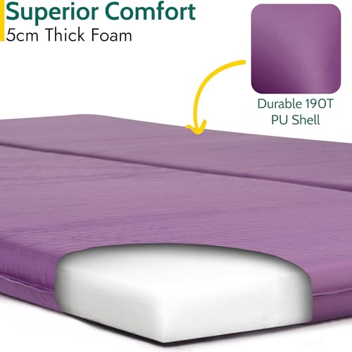 Trail Self Inflating Camping Mat 5cm Thick Double Inflatable Mattress And Bag Purple - Image 3