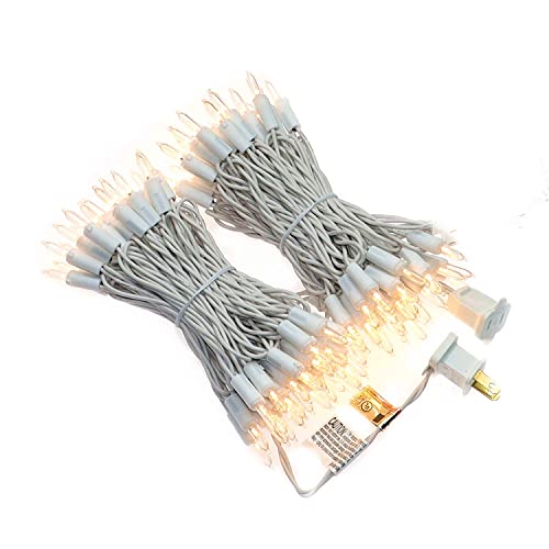 JinBest 100 LED Warm White Christmas Lights, 35 Ft White Wire Always On