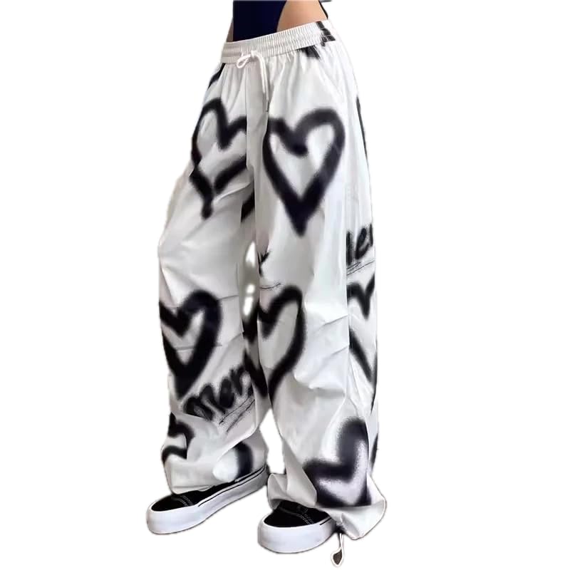 Pantalon graffiti heart imprimé artistique cœur pour look audacieux
