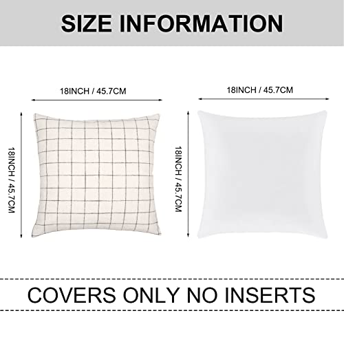 Basic Model Set Of 2 Plaid Throw Pillow Covers Modern Farmhouse Decorative Square Linen Pillow Case For Sofa Couch Bed (Checkered5, 18 X 18 Inch) #TOP5