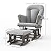 Child Craft Cozy Glider Rocker and Ottoman Set, Padded Cushion with Convenient Storage Pockets, Solid Wood Base & Frame (Dapper Gray with Light Gray Cushion)