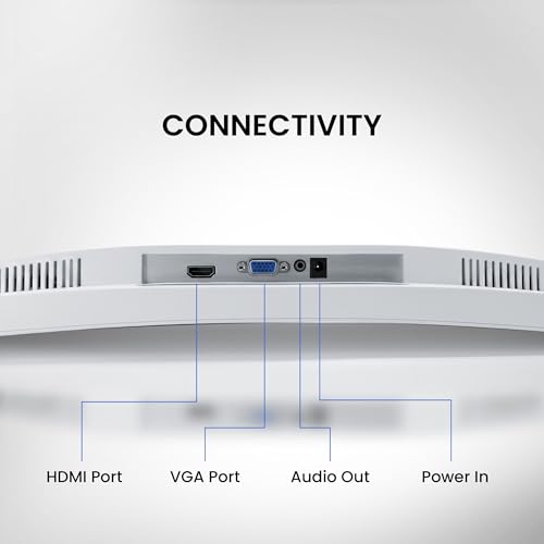 Image of FRONTECH Ultima Series 27 Inch Curved LED Monitor, Refresh Rate 120Hz, 3500R Curve, Full HD 1080p, Built in Speaker, Bezel Less Design, HDMI & VGA Ports (MON-0085, White)