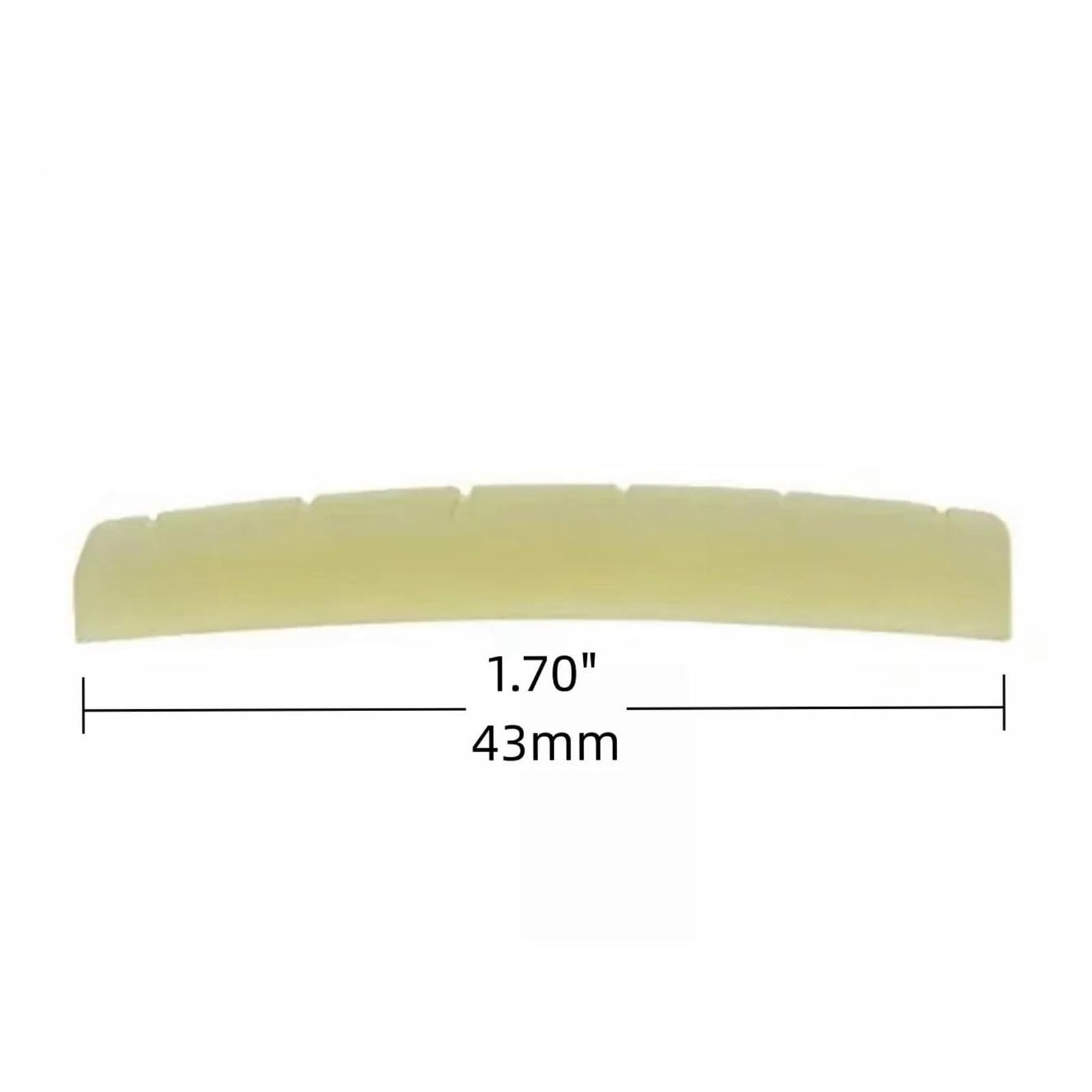Siodełko Gitarowe 10 Niebielonych Zakrzywionych Nakrętek Wypełnionych Kością Do Gitar 43 Mm