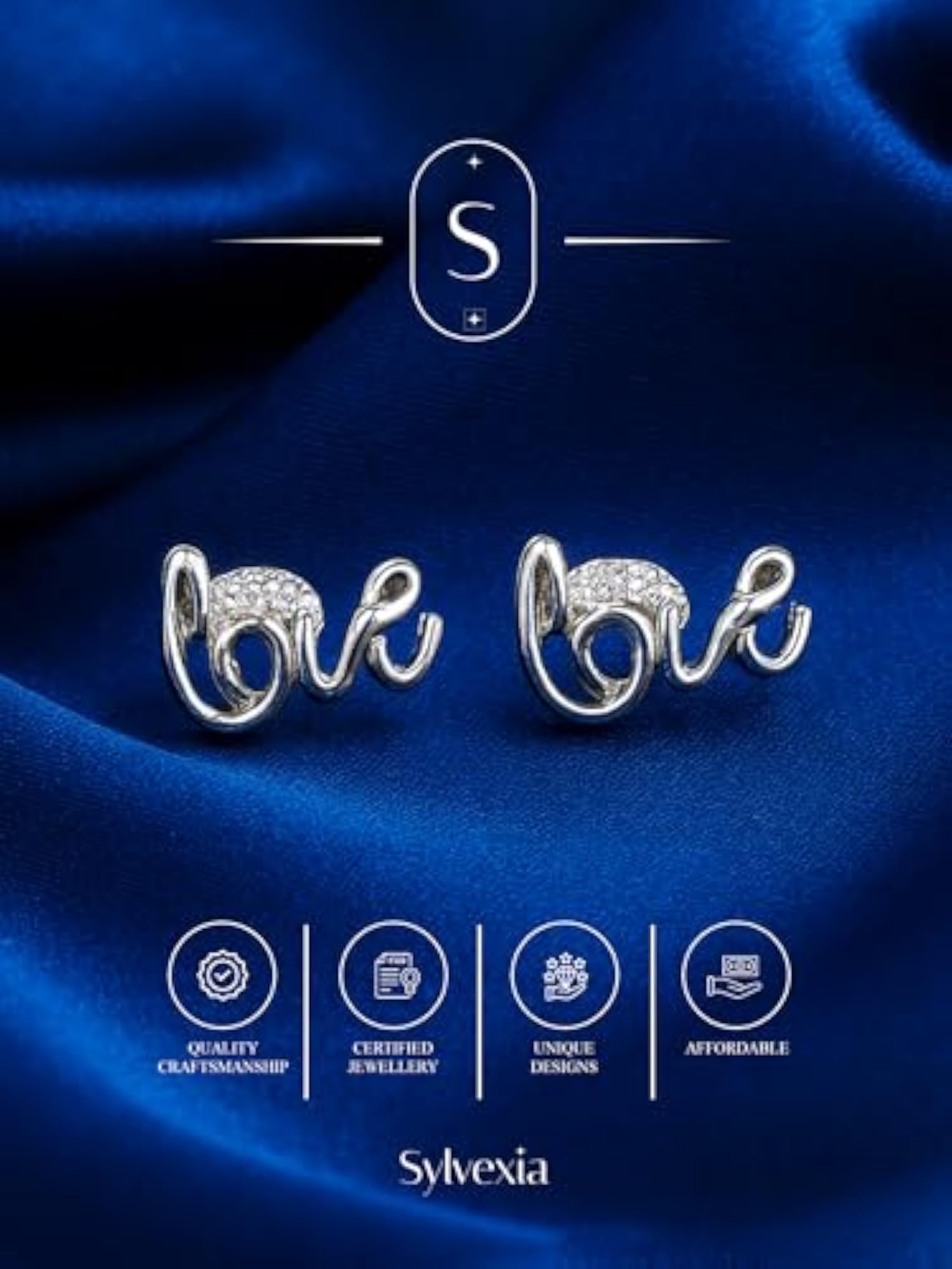 925 Sterling Silver Love Stud Earrings for Women