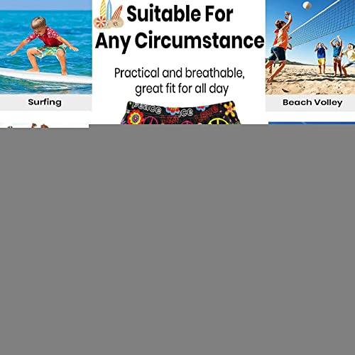 visesunny Hippie Peace Symbol Mushroom and Abstract Flower Swim Trunks Boys Toddler Bathing Suits for Kids Swimwear Baby Boy Swimsuit2