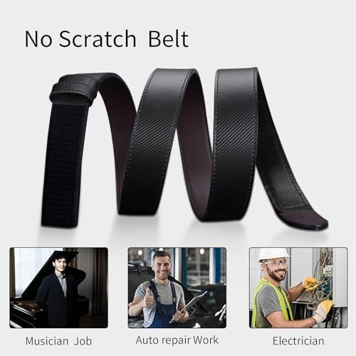 Mechanic Belts for Men No Scratch Tsa Approved Non Metal Hypoallergenic Leather Without Buckle Belt3