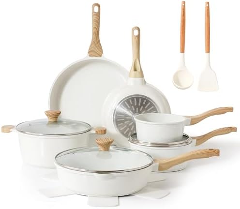 SENSARTE Nonstick Ceramic Cookware Set 16-Piece, Healthy Pots and...