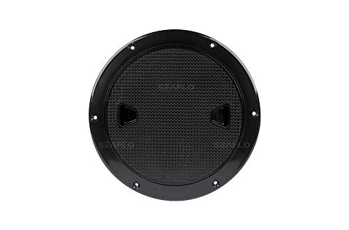 SEAFLO 4" - 8" Black Circular Non Slip Inspection Hatch w/Detachable Cover (6")