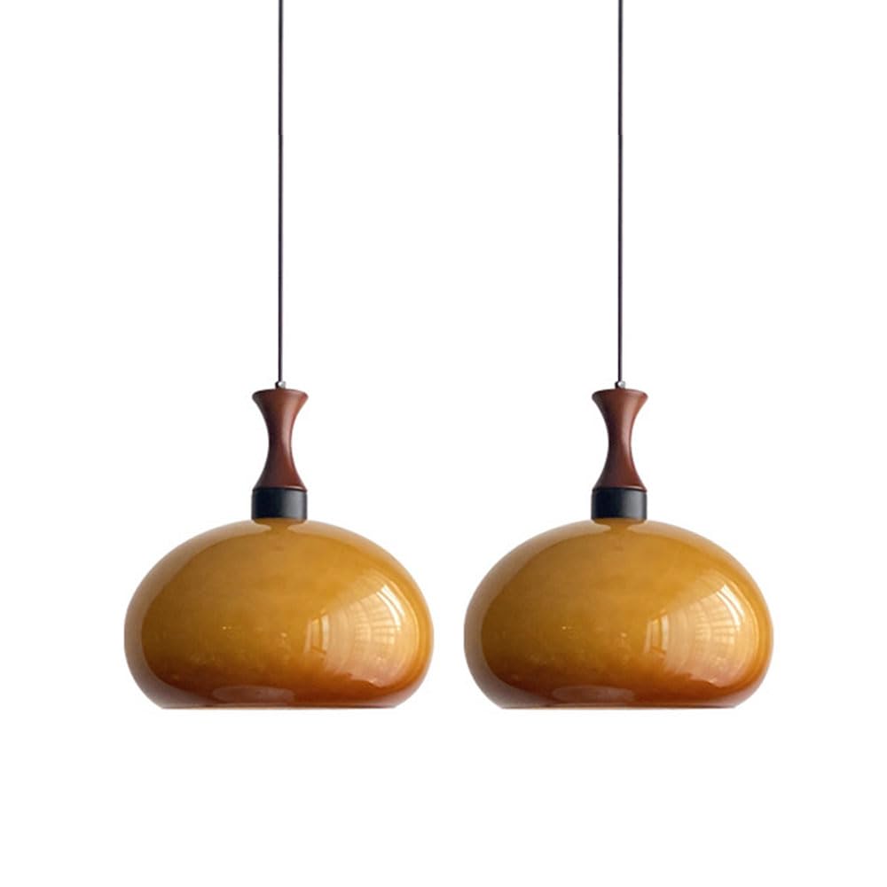 Lustre rétro européen en verre et bois élégant pour salle à manger