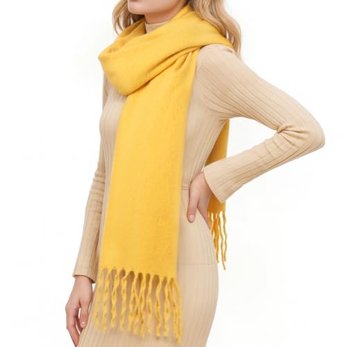 RIIQIICHY Scarf for Women Chunky Winter Scarf Cold Weather Yellow Thick Warm Ladies Scarves