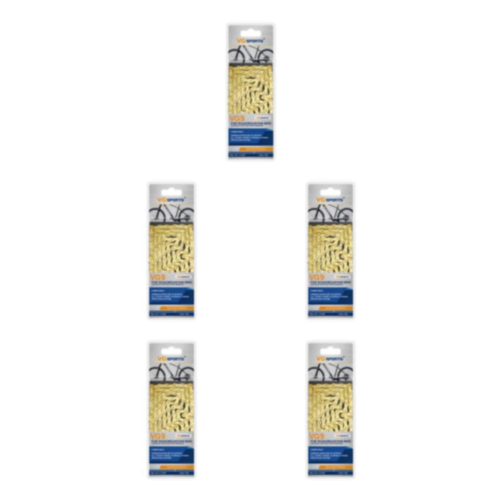 5 Set di Catena per bici facile da installare per mountain bike e bici da strada Catene per mountain bike robuste e durevoli in acciaio al carbonio Elegante oro 9 velocità