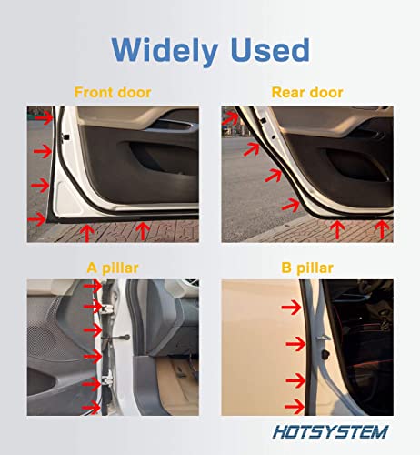 Image of HOTSYSTEM D-Shape Door Rubber Seal Strip Weatherstrip 3M Self Adhesive Hollow for Car Truck Motor Door Cover Trunk (Black, 13.12 feet)