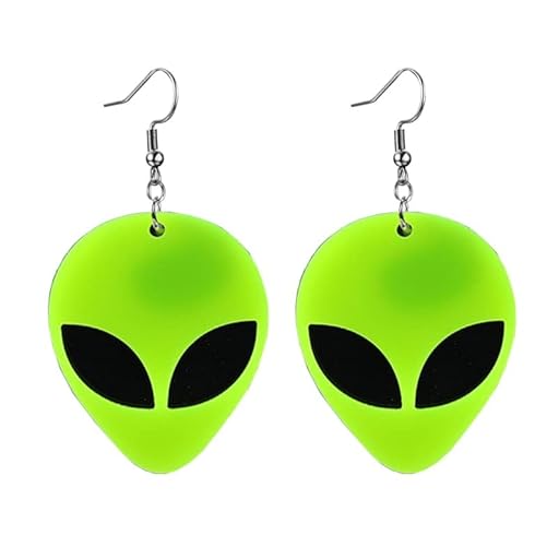 Pendiente Alienígena, Pendiente Colgantes de Extraterrestres Divertidos, Pendientes de Acrílico Fluorescente, Aretes Colgantes de Alienígena para Carnaval, Halloween, Cosplay (Verde fluorescente) | Ya disponible en tu tienda friki favorita! En mundofriki.es!