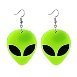 Pendiente Alienígena, Pendiente Colgantes de Extraterrestres Divertidos, Pendientes de Acrílico Fluorescente, Aretes Colgantes de Alienígena para Carnaval, Halloween, Cosplay (Verde fluorescente)