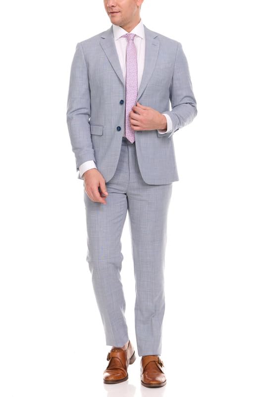 Adam Baker Men's Single Breasted Ultra Slim Fit 2-Piece (Jacket, Trousers) Suit Set