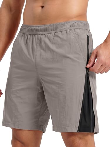 EIGIOO Men's Breathable Quick Dry Tennis Shorts with Zipper Pockets
