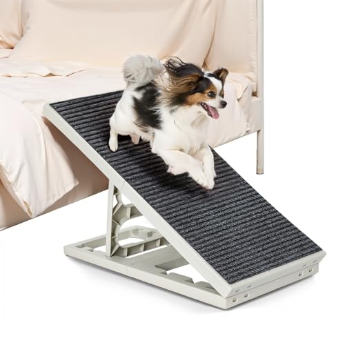 Dog Ramp Bed Adjustable Folding Collapsible for Small Medium Pets Cat Ramp with Non Slip Carpet Portable Indoor Puppy Ramps for Sofa,Chair