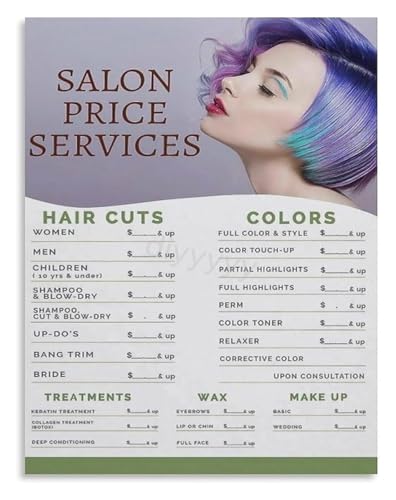 Tarifs Salon Coiffure Clair Poster Encadré Pour Informer Vos Clients
