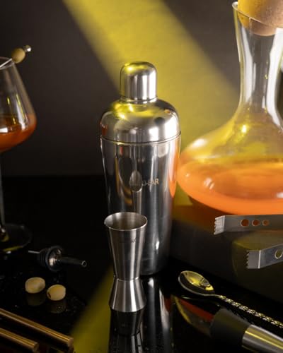 Image of Car-O-Bar Bar kit | Bar Set for Home - Bartender Kit :Cocktail Shaker, Bar Spoon, Jigger, Muddler, Strainer, Wine & Beer Bottle Opener, 2 Pour Spouts, Tong (with Ice Bucket)